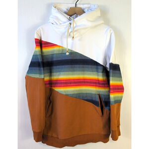 Ampersand Avenue Hoodie Womens XXL White Rainbow Southwest Pullover Pockets